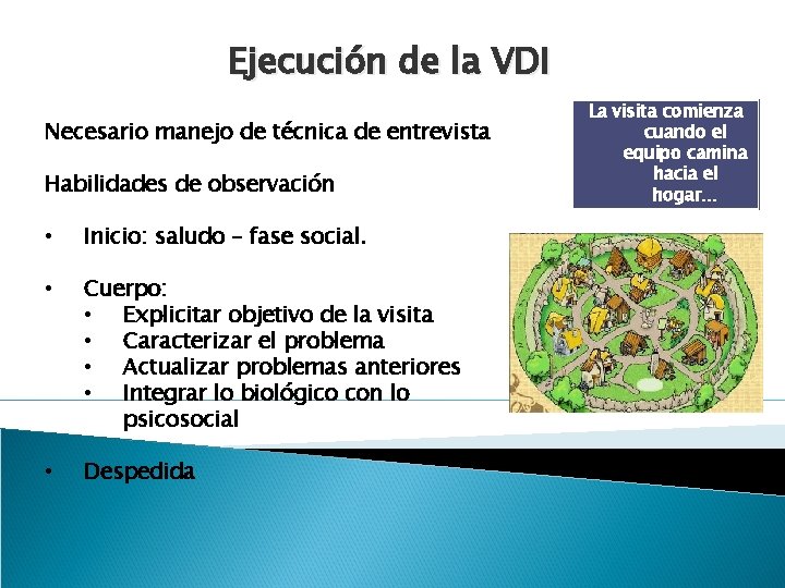 Ejecución de la VDI Necesario manejo de técnica de entrevista Habilidades de observación •