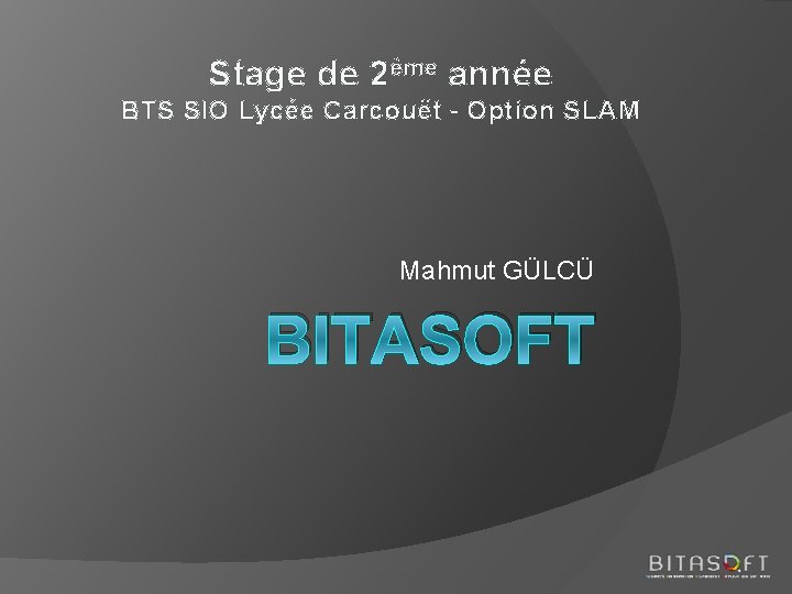 Stage de 2ème année BTS SIO Lycée Carcouët - Option SLAM Mahmut GÜLCÜ BITASOFT