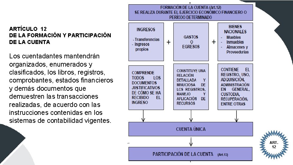 ARTÍCULO 12 DE LA FORMACIÓN Y PARTICIPACIÓN DE LA CUENTA Los cuentadantes mantendrán organizados,