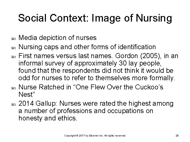 Social Context: Image of Nursing Media depiction of nurses Nursing caps and other forms