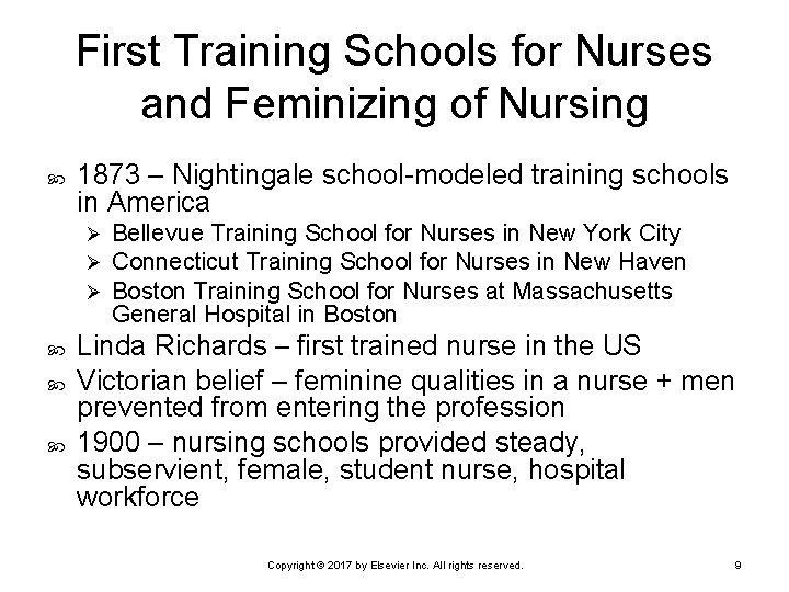 First Training Schools for Nurses and Feminizing of Nursing 1873 – Nightingale school-modeled training
