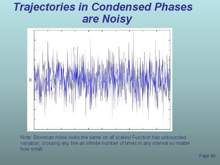 Trajectories in Condensed Phases are Noisy Note: Brownian noise looks the same on all