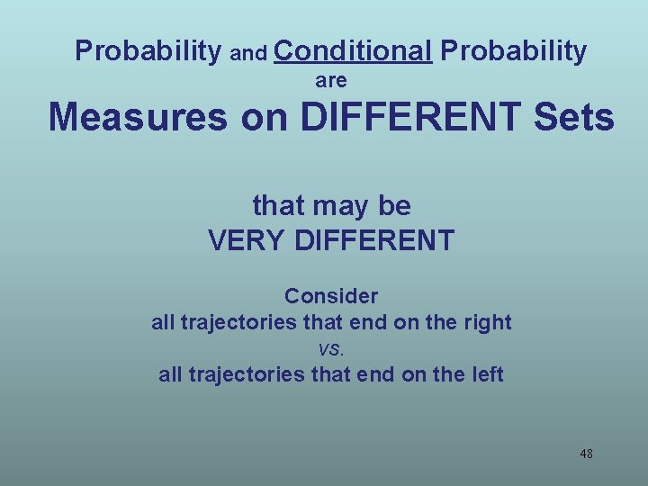 Probability and Conditional Probability are Measures on DIFFERENT Sets that may be VERY DIFFERENT