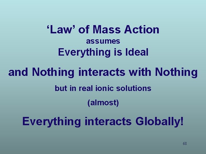 ‘Law’ of Mass Action assumes Everything is Ideal and Nothing interacts with Nothing but