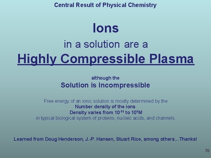 Central Result of Physical Chemistry Ions in a solution are a Highly Compressible Plasma