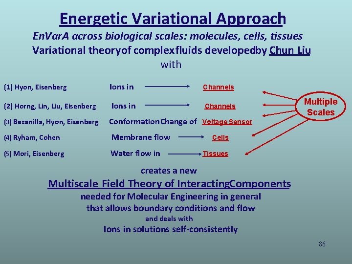 Energetic Variational Approach En. Var. A across biological scales: molecules, cells, tissues Variational theory