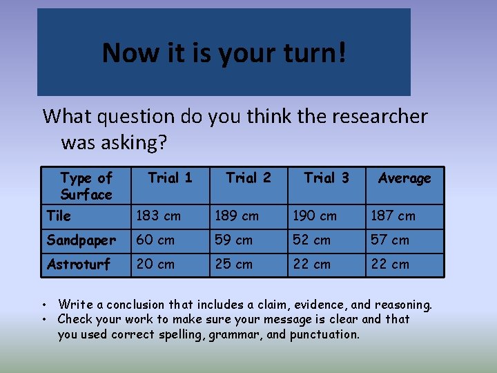 Now it is your turn! What question do you think the researcher was asking?