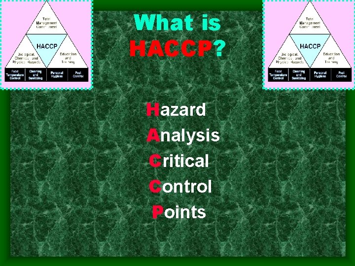 What is HACCP? Hazard Analysis Critical Control Points 