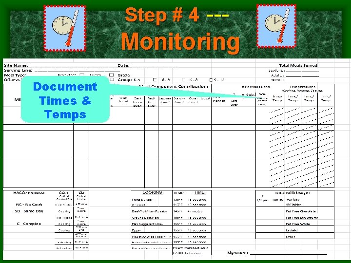 Step # 4 --- Monitoring Document Times & Temps 