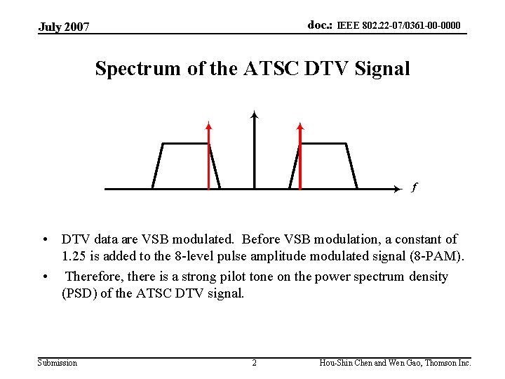 doc. : IEEE 802. 22 -07/0361 -00 -0000 July 2007 Spectrum of the ATSC