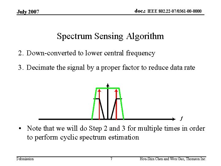 doc. : IEEE 802. 22 -07/0361 -00 -0000 July 2007 Spectrum Sensing Algorithm 2.