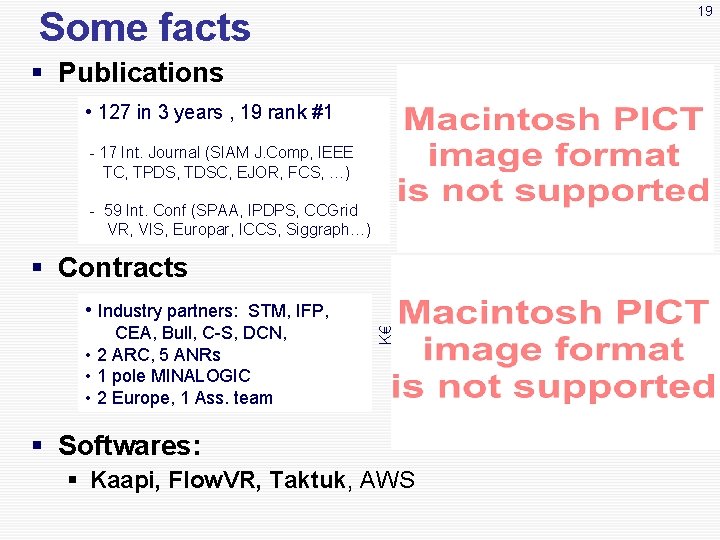 19 Some facts § Publications • 127 in 3 years , 19 rank #1