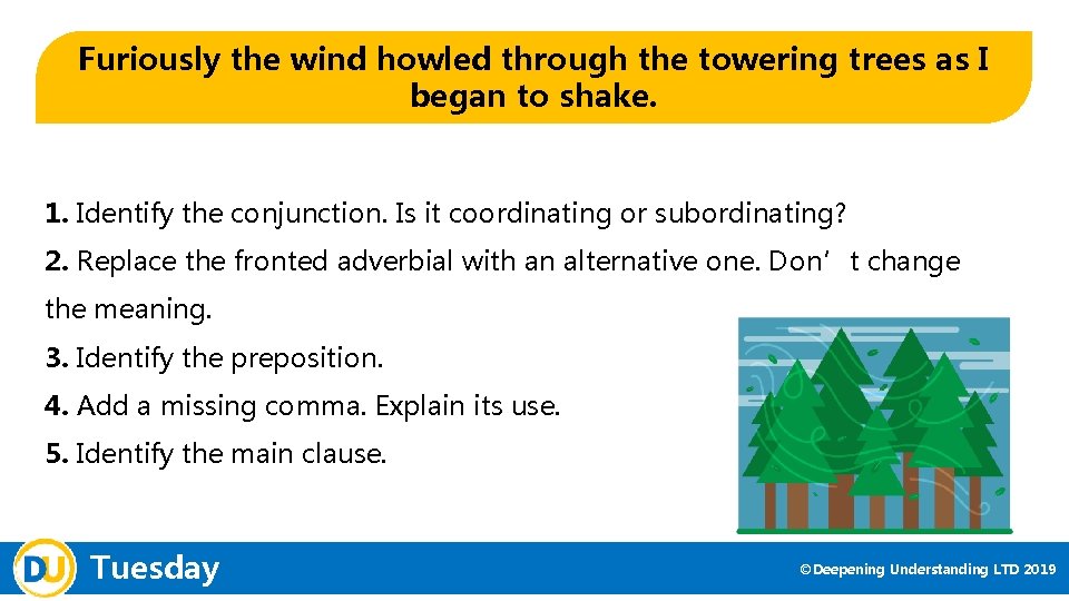 Furiously the wind howled through the towering trees as I began to shake. 1.