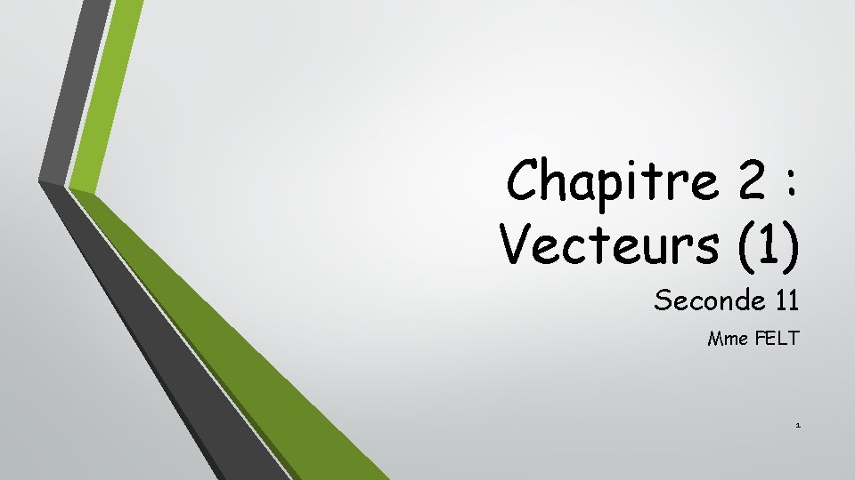 Chapitre 2 : Vecteurs (1) Seconde 11 Mme FELT 1 