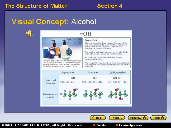 The Structure of Matter Visual Concept: Alcohol Section 4 