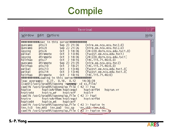 Compile S. -P. Yong ARES 