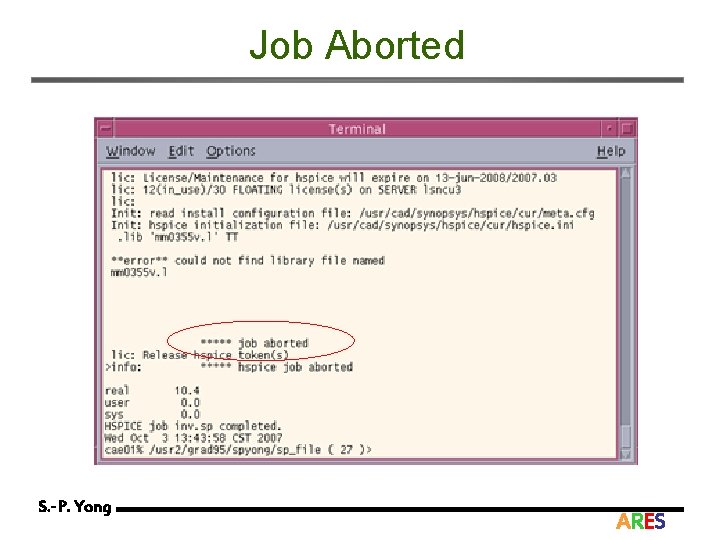 Job Aborted S. -P. Yong ARES 