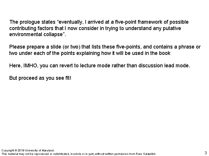 The prologue states “eventually, I arrived at a five-point framework of possible contributing factors