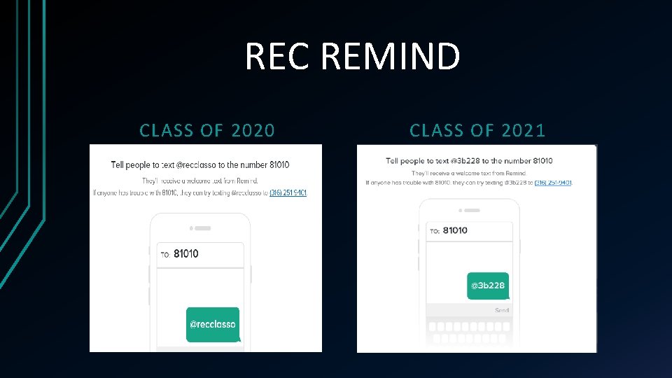 REC REMIND CLASS OF 2020 CLASS OF 2021 