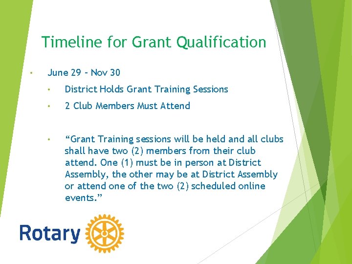 Timeline for Grant Qualification • June 29 – Nov 30 • District Holds Grant