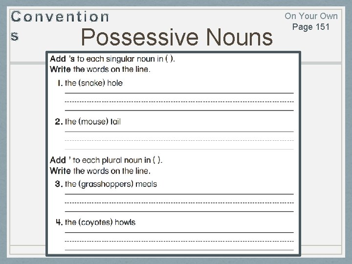 Possessive Nouns On Your Own Page 151 