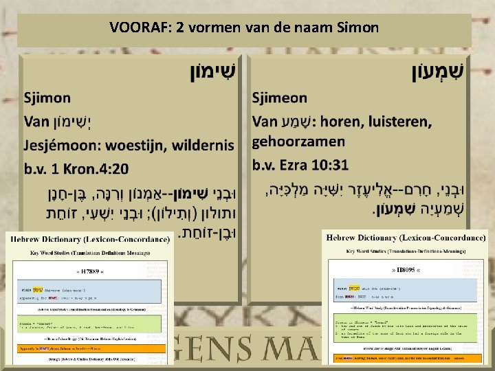 VOORAF: 2 vormen van de naam Simon 