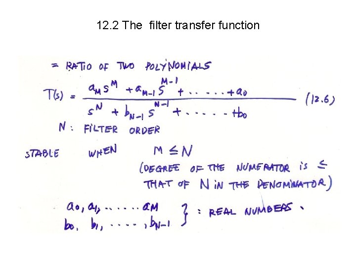 12. 2 The filter transfer function 