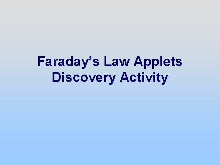 Faraday’s Law Applets Discovery Activity 