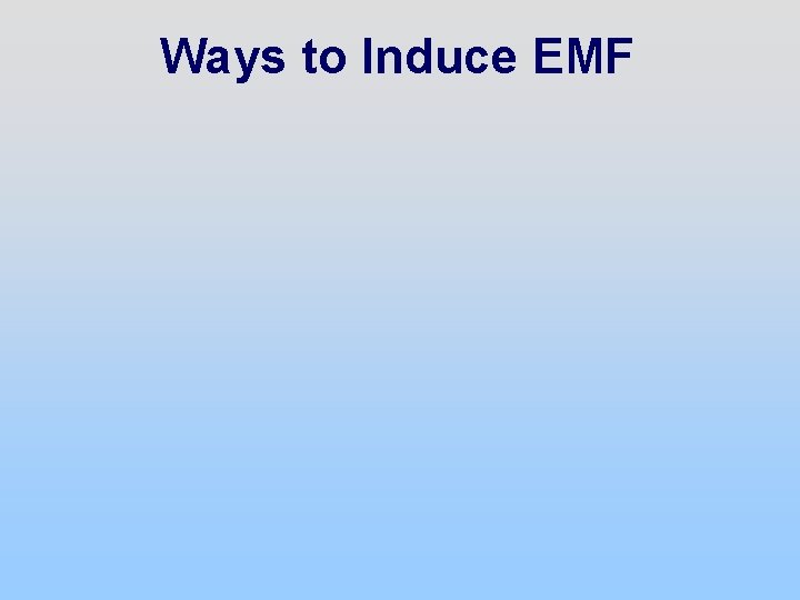 Ways to Induce EMF 