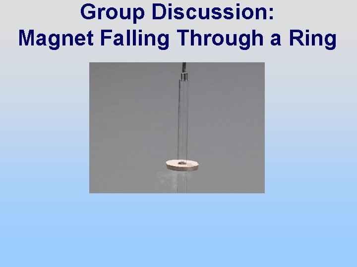 Group Discussion: Magnet Falling Through a Ring 