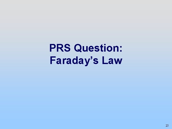PRS Question: Faraday’s Law 25 
