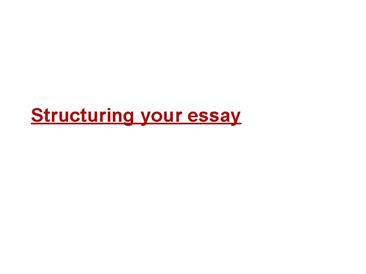 Structuring your essay 