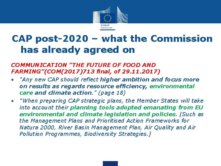 CAP post-2020 – what the Commission has already agreed on COMMUNICATION "THE FUTURE OF