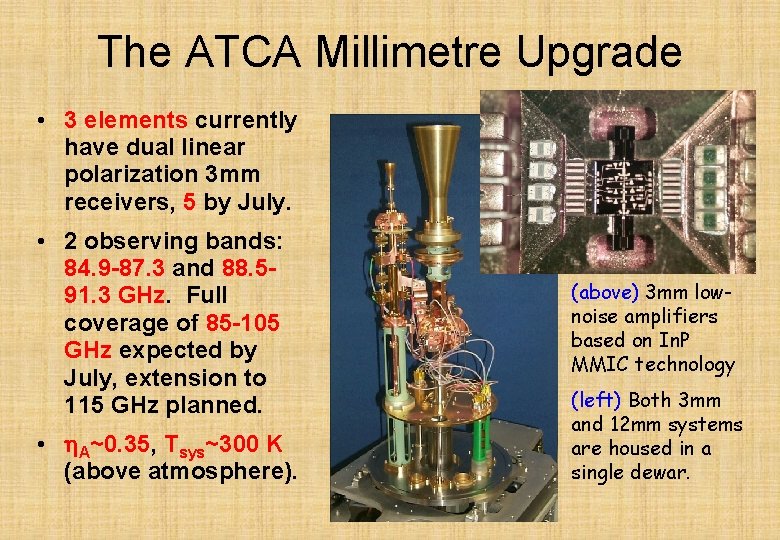 The ATCA Millimetre Upgrade • 3 elements currently have dual linear polarization 3 mm