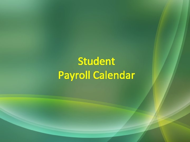 Student Payroll Calendar 