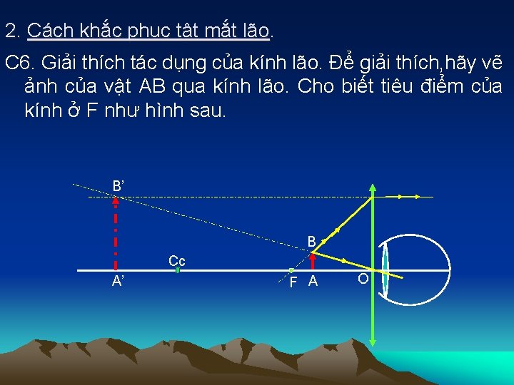 2. Cách khắc phục tật mắt lão. C 6. Giải thích tác dụng của