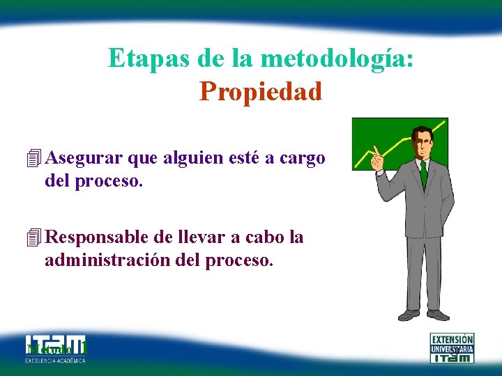 Etapas de la metodología: Propiedad 4 Asegurar que alguien esté a cargo del proceso.