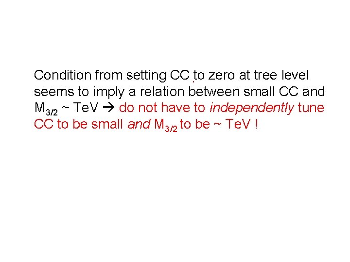 Condition from setting CC to zero at tree level seems to imply a relation
