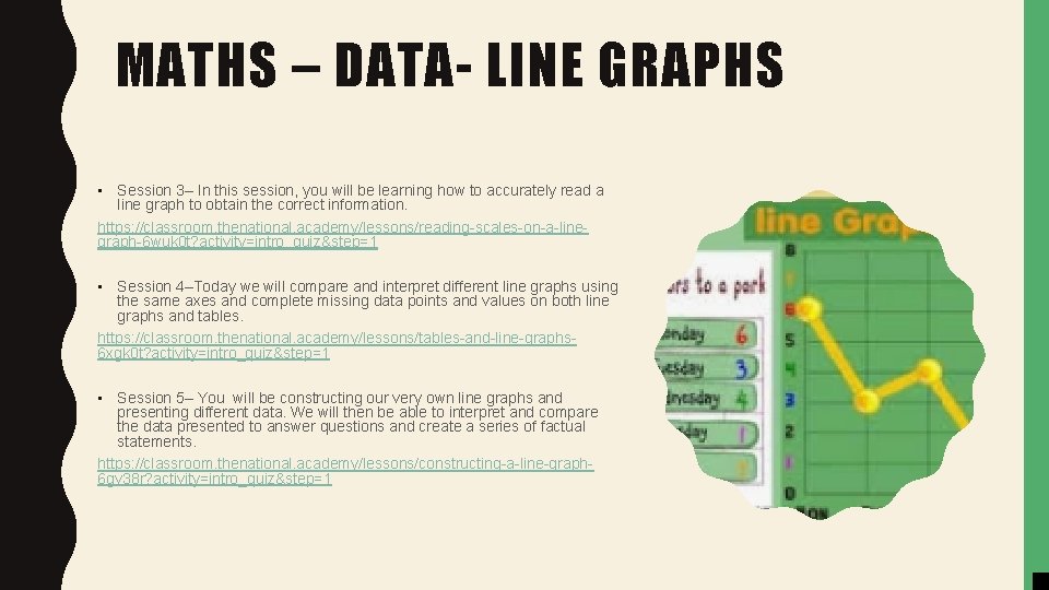 MATHS – DATA- LINE GRAPHS • Session 3– In this session, you will be