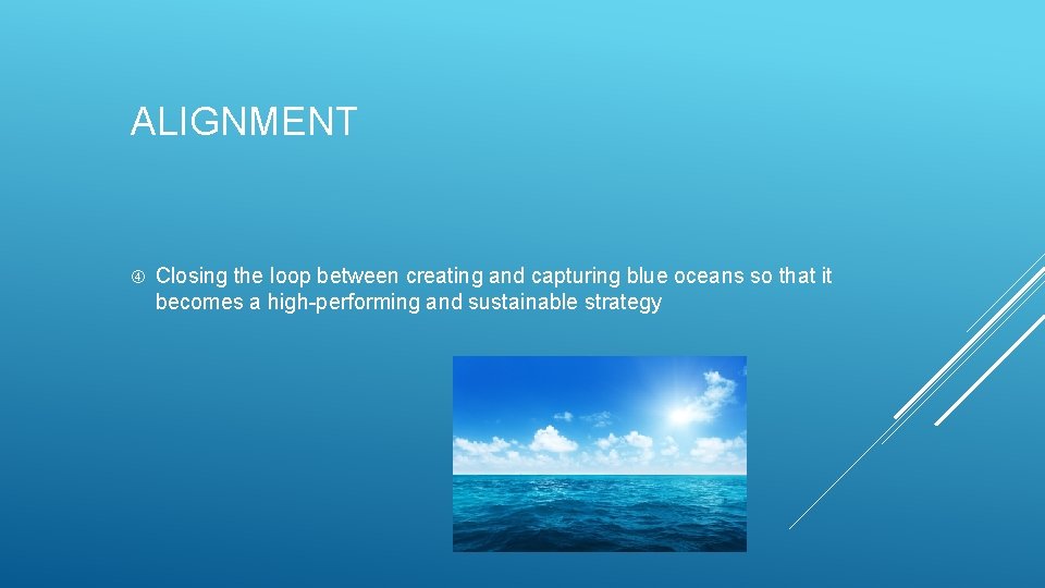 ALIGNMENT Closing the loop between creating and capturing blue oceans so that it becomes