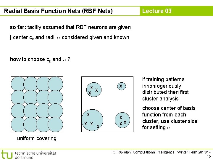 Radial Basis Function Nets (RBF Nets) Lecture 03 so far: tacitly assumed that RBF