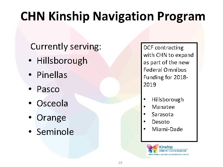 CHN Kinship Navigation Program Currently serving: • Hillsborough • Pinellas • Pasco • Osceola