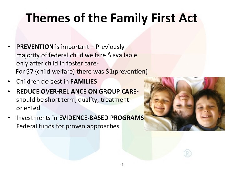 Themes of the Family First Act • PREVENTION is important – Previously majority of