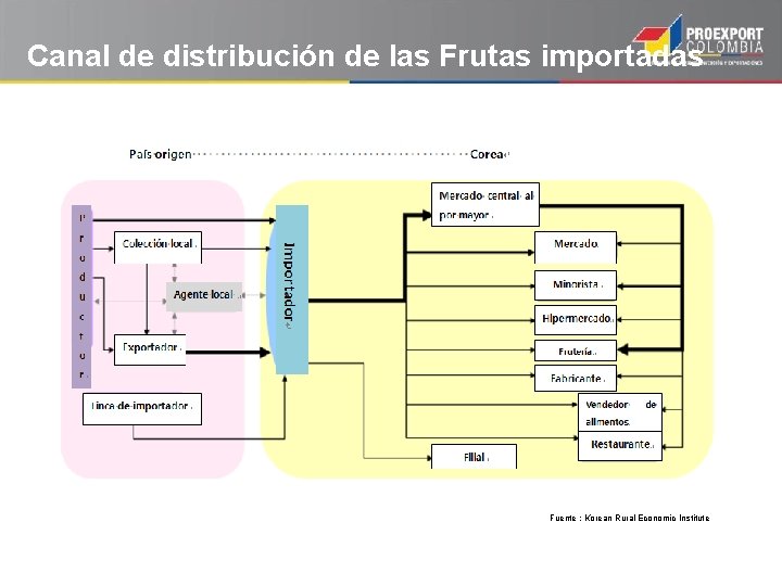 Canal de distribución de las Frutas importadas Fuente : Korean Rural Economic Institute 