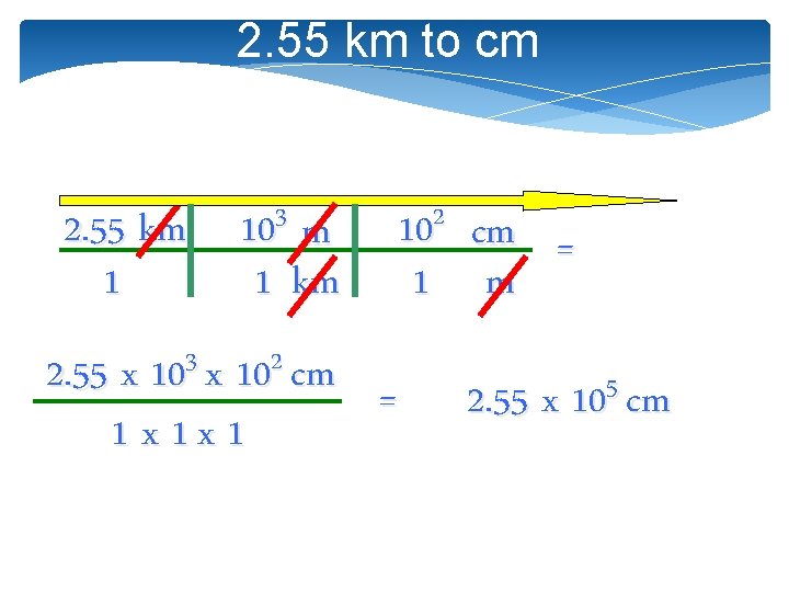 2. 55 km to cm 2. 55 km 103 m 1 1 km 102