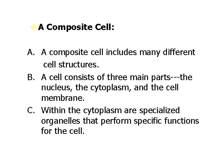 v. A Composite Cell: A. A composite cell includes many different cell structures. B.