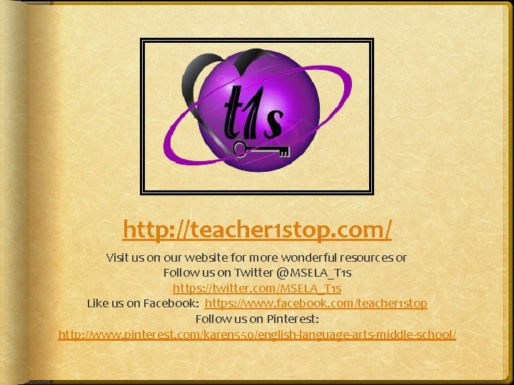 http: //teacher 1 stop. com/ Visit us on our website for more wonderful resources