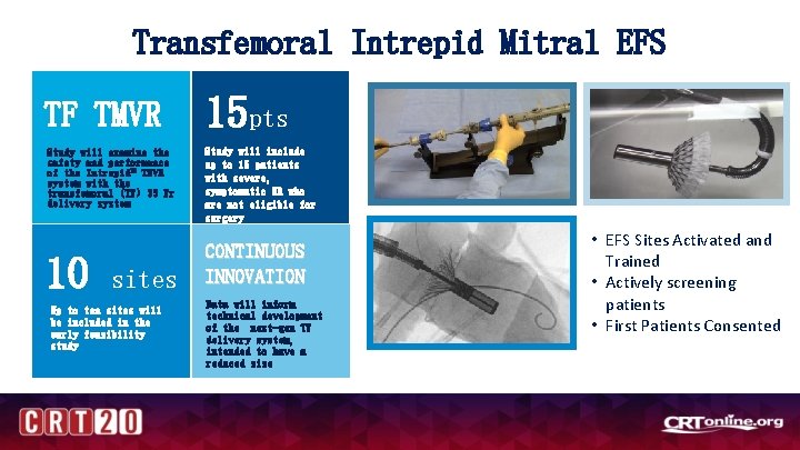 Transfemoral Intrepid Mitral EFS TF TMVR Study will examine the safety and performance of Transfemoral Intrepid Mitral EFS TF TMVR Study will examine the safety and performance of