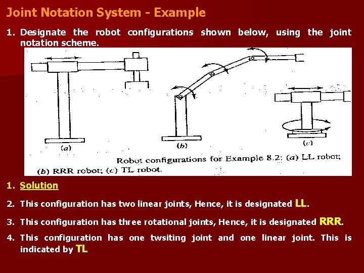 Joint Notation System - Example 1. Designate the robot configurations shown below, using the