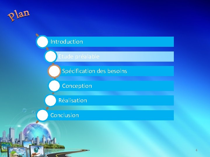 Introduction Etude préalable Spécification des besoins Conception Réalisation Conclusion 2021/6/9 4 